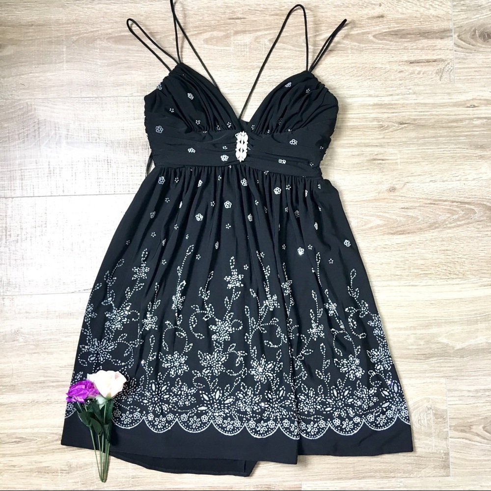 Caché bead stud sequin embellished strappy dress